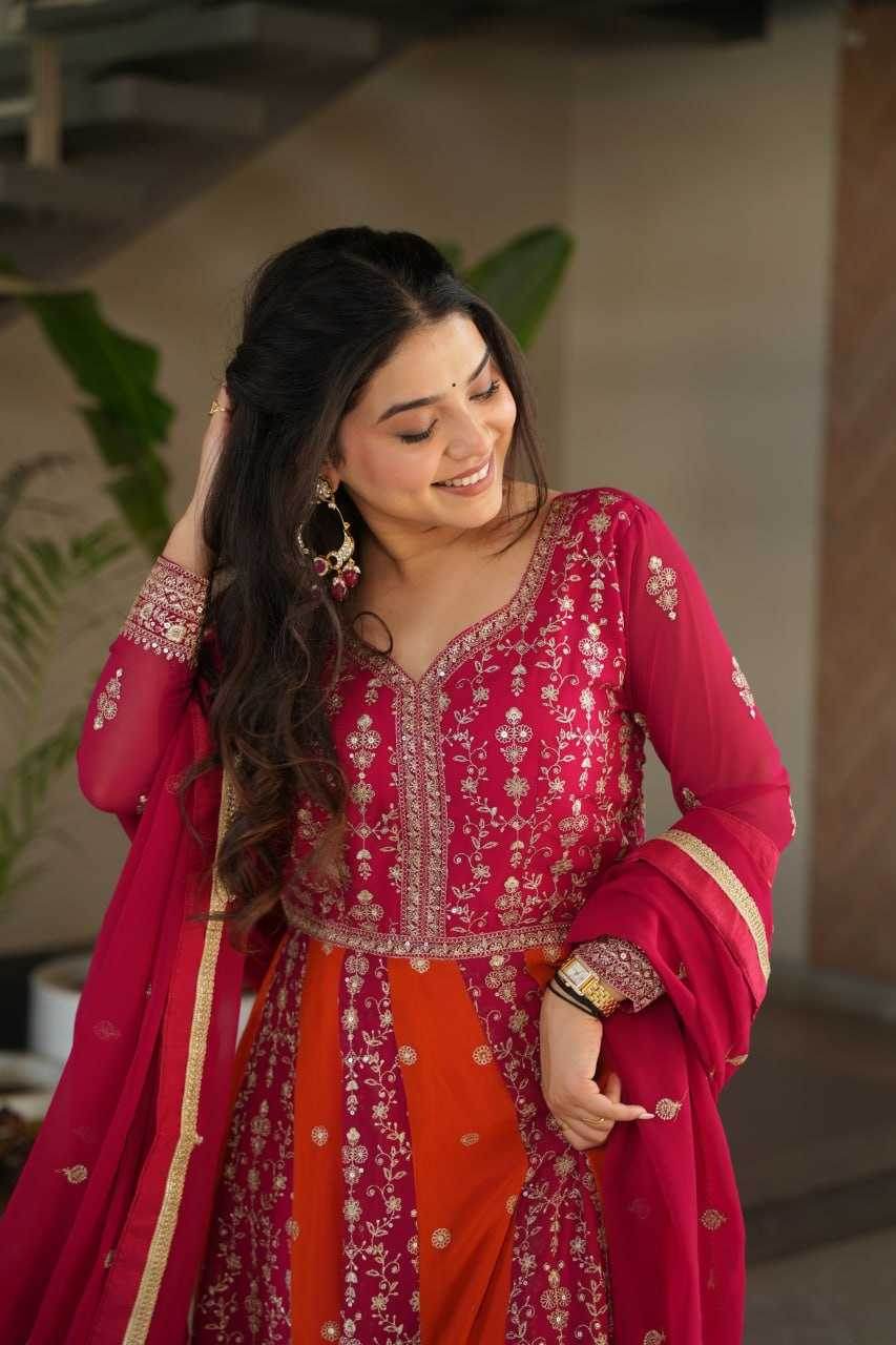 Faux Blooming Gown With Dupatta Sequin Gowns - MYLUXURY LANE ENTERPRISE